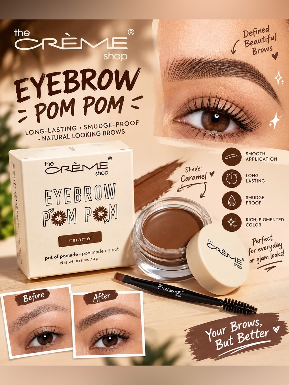 Eyebrow Pom Pom Pomade - Caramel (Brown)